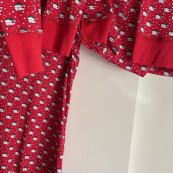 Vineyard Vines Holiday Santa Whales Long Pajama Sleep SET Size M Red Cotton PJs - Picture 10 of 13